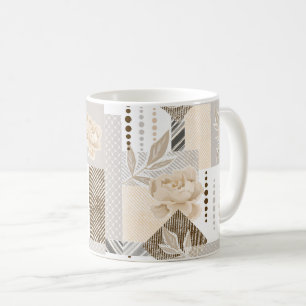 Mug Fleurs crème sur fond blanc