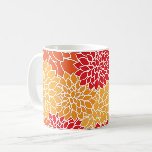 Mug Fleurs Dahlia, Motif De Fleurs, Dahlia Orange (Devant gauche)