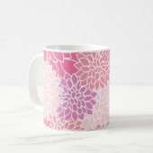 Mug Fleurs Dahlia Roses, Motif De Fleurs, Votre Nom (Devant gauche)