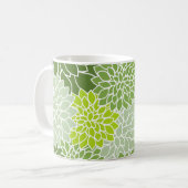 Mug Fleurs Dahlia Vertes, Motif Floral, Votre Nom (Devant gauche)