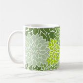 Mug Fleurs Dahlia Vertes, Motif Floral, Votre Nom (Gauche)