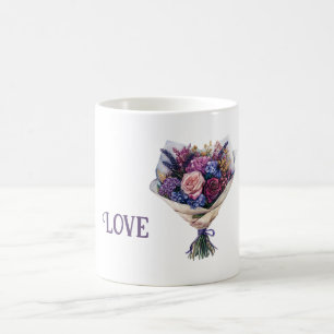 Mug Fleurs d'amour rose pourpre
