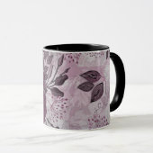 Mug Fleurs d'aquarelle bordeaux. (Devant droit)