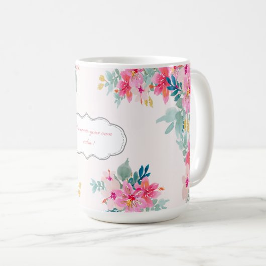 Mug Fleurs d'aquarelle chic, Message de motivation (Devant droit)