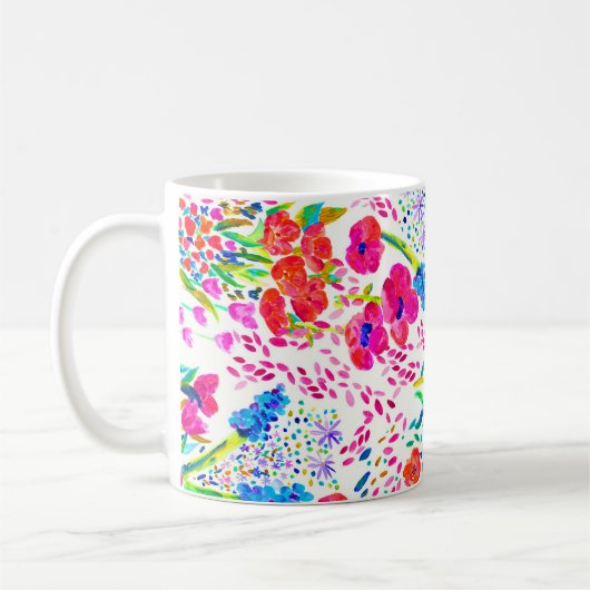 Mug Fleurs d'aquarelle colorée mignonne motif (Gauche)