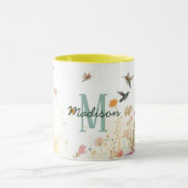 Mug Fleurs d'aquarelle colorées oiseaux Colibri Harmo (Centre)
