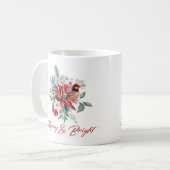 Mug Fleurs d'aquarelle de Noël, feuilles et oiseaux (Devant gauche)