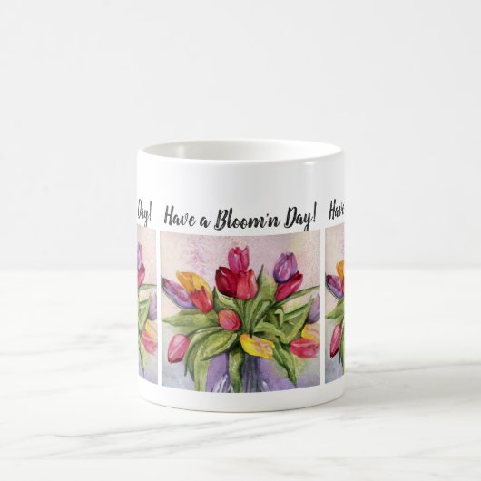 Mug Fleurs d'aquarelle de tulipes multicolores (Centre)