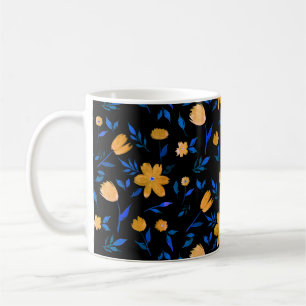 Mug Fleurs d'aquarelle dessinées à la main et motif fe