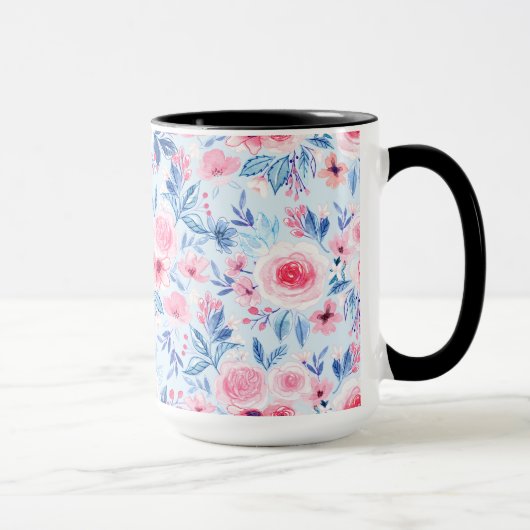 Mug Fleurs d'aquarelle et feuilles 2 (Droite)