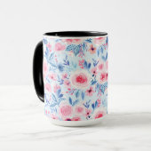 Mug Fleurs d'aquarelle et feuilles 2 (Devant gauche)