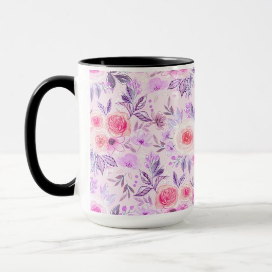Mug Fleurs d'aquarelle et feuilles 3 (Gauche)