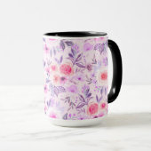 Mug Fleurs d'aquarelle et feuilles 3 (Devant droit)