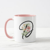 Mug Fleurs d'aquarelle Fille Moderne Initiale "D" (Gauche)