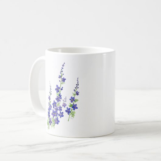 Mug Fleurs d'aquarelle 'Larkspur' (Devant gauche)