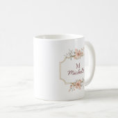Mug Fleurs d'aquarelle modernes Monogramme Nom du scri (Devant droit)
