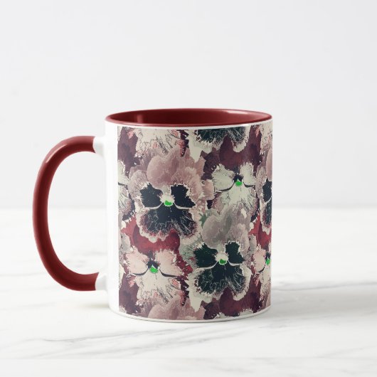 Mug Fleurs d'aquarelle rose, bordeaux (Gauche)