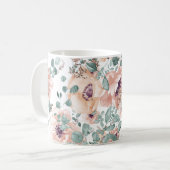 Mug Fleurs d'aquarelle rose chic (Devant gauche)