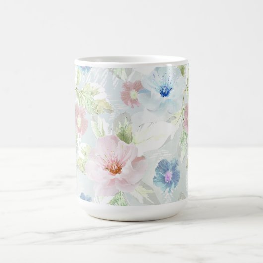 Mug Fleurs d'aquarelle rose et bleu. (Centre)