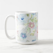 Mug Fleurs d'aquarelle rose et bleu. (Gauche)