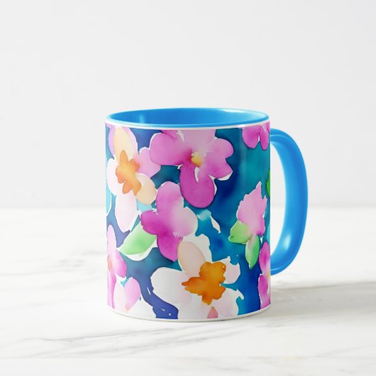 Mug Fleurs d'aquarelle rose et jolie (Devant droit)