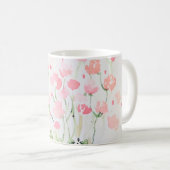 Mug Fleurs d'aquarelle rose et verte délicates (Devant droit)