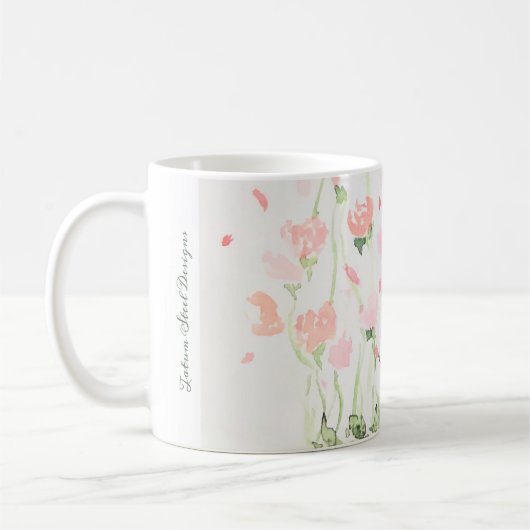 Mug Fleurs d'aquarelle rose et verte délicates (Gauche)