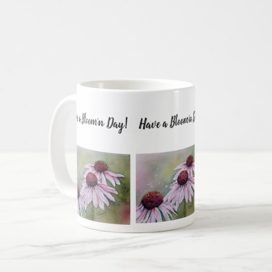 Mug Fleurs d'aquarelle rose pâle (Devant gauche)