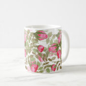 Mug Fleurs d'aquarelle rose rose roses romes florales (Devant droit)