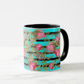 Mug Fleurs d'aquarelle rose rose roses romes florales (Devant droit)