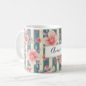 Mug Fleurs d'aquarelle rose sur bandes (Devant gauche)