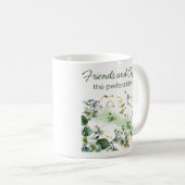 Mug Fleurs d'aquarelle verte "amis et café" (Devant droit)
