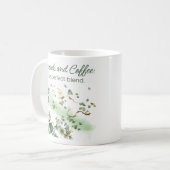 Mug Fleurs d'aquarelle verte "amis et café" (Devant gauche)