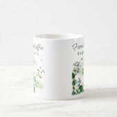 Mug Fleurs d'aquarelle verte "amis et café" (Centre)