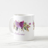 Mug Fleurs d'aquarelle violette et or (Devant gauche)