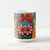 Mug Fleurs d'art populaire de chat orange (Centre)