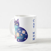 Mug Fleurs d'art populaire et maman chatte (Devant gauche)