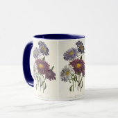 Mug Fleurs d'Aster violettes florales vintage (Devant gauche)