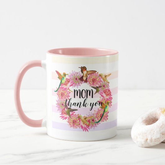 Mug Fleurs d'astrantie et de colibris (Avec donut)