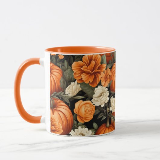 Mug Fleurs d'automne citrouilles Roses (Gauche)