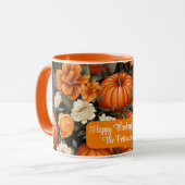 Mug Fleurs d'automne citrouilles Roses (Devant gauche)