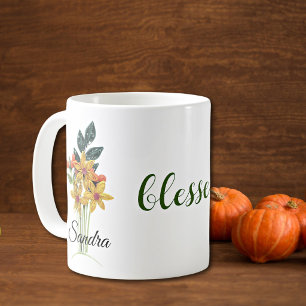 Mug Fleurs d'automne en dentelle de Thanksgiving bénie