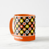Mug Fleurs d'automne rétro Motif Noir (Devant gauche)