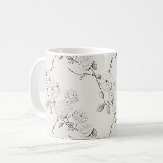 Mug Fleurs de automne noires crème (Devant gauche)
