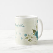 Mug fleurs de blanc bleu verdure (Devant droit)