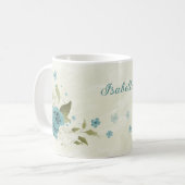 Mug fleurs de blanc bleu verdure (Devant gauche)
