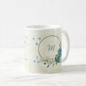 Mug fleurs de blanc bleu verdure (Devant droit)