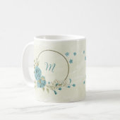 Mug fleurs de blanc bleu verdure (Devant gauche)