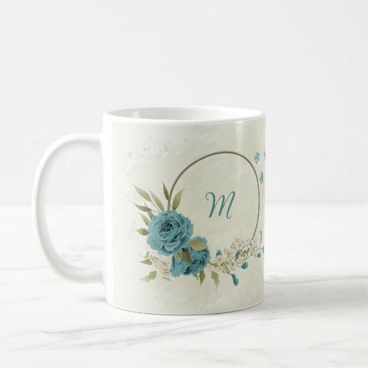 Mug fleurs de blanc bleu verdure (Gauche)
