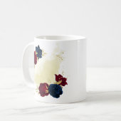 Mug fleurs de bleu marine et de rouge verdure (Devant gauche)